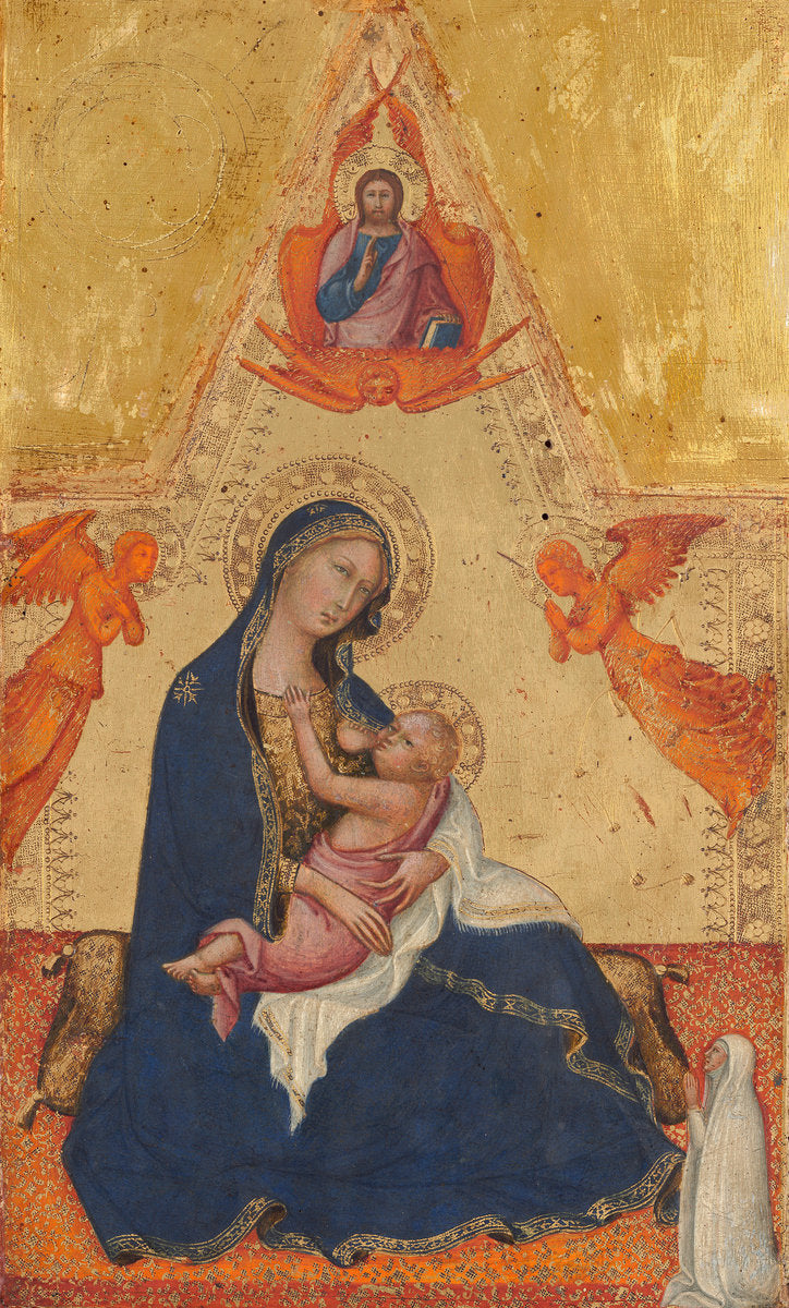 Madonna of Humility, The Blessing Christ, Two Angels, and a Donor [obverse] by Andrea di Bartolo (Sienese, active  from 1389 - died 1428), 16X12"(A3)Poster Print