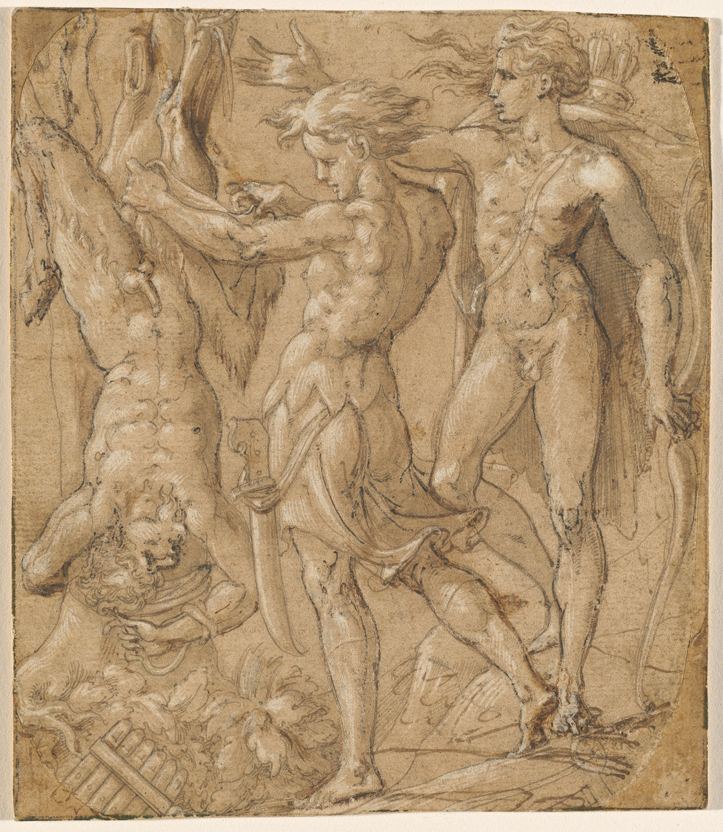 The Flaying of Marsyas by Parmigianino (Parmese, 1503 - 1540), 16X12"(A3)Poster Print