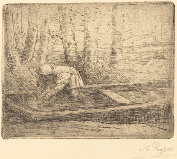 Man in Punt by Alphonse Legros (French, 1837 - 1911), 16X12"(A3)Poster Print