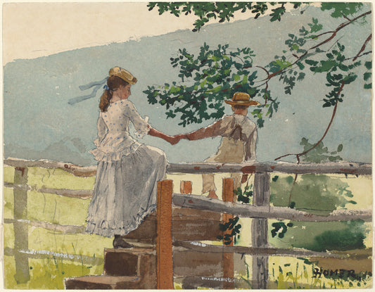 On the Stile by Winslow Homer (American, 1836 - 1910), 16X12"(A3)Poster Print
