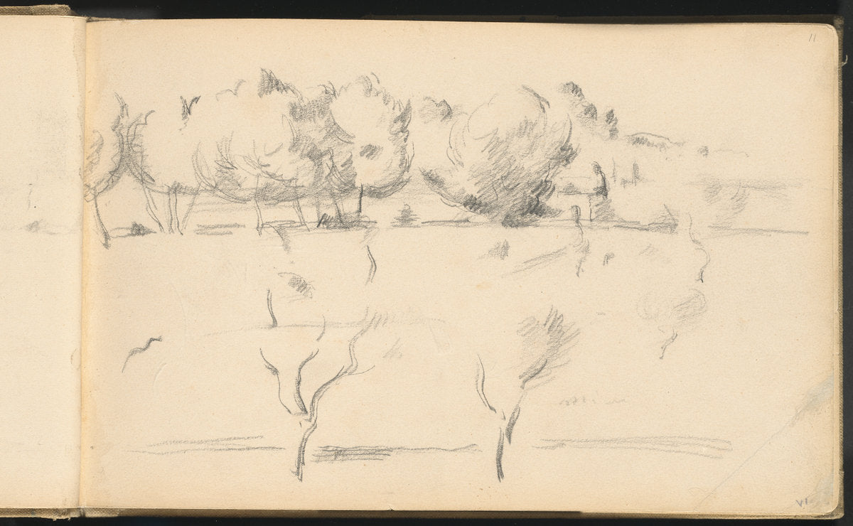 Landscape with Trees by Paul Cézanne (French, 1839 - 1906), 16X12"(A3)Poster Print