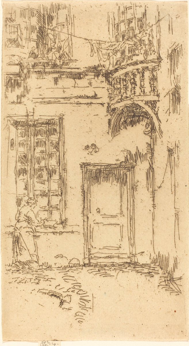 Courtyard, Rue P.L. Courier by James McNeill Whistler (American, 1834 - 1903), 16X12"(A3)Poster Print