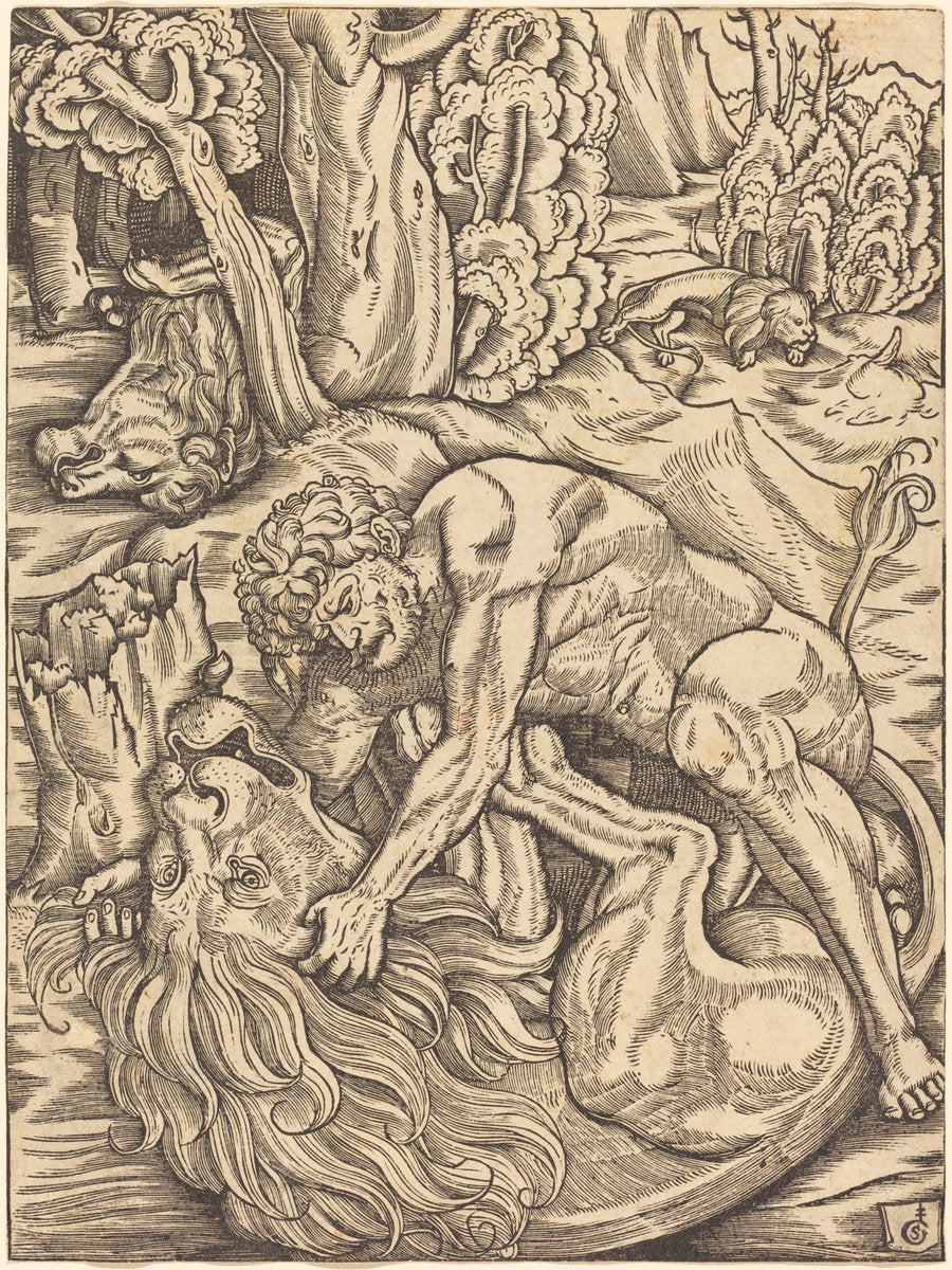 Hercules and the Nemean Lion by Gabriel Salmon (French, active 1504/1542), 16X12"(A3)Poster Print