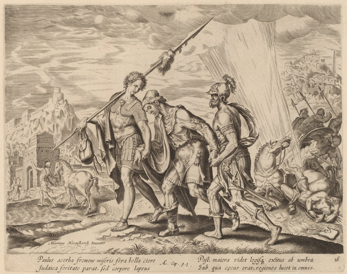 The Conversion of Saint Paul by Philip Galle after Maerten van Heemskerck (Flemish, 1537 - 1612), 16X12"(A3)Poster Print