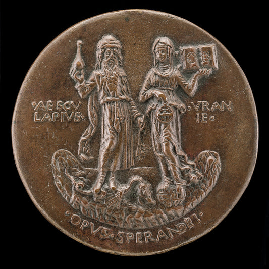 Aesculapius, Standing on a Dragon, and Urania on a Globe [reverse] by Sperandio (Italian, c. 1425/1428  - c. 1504), 16X12"(A3)Poster Print