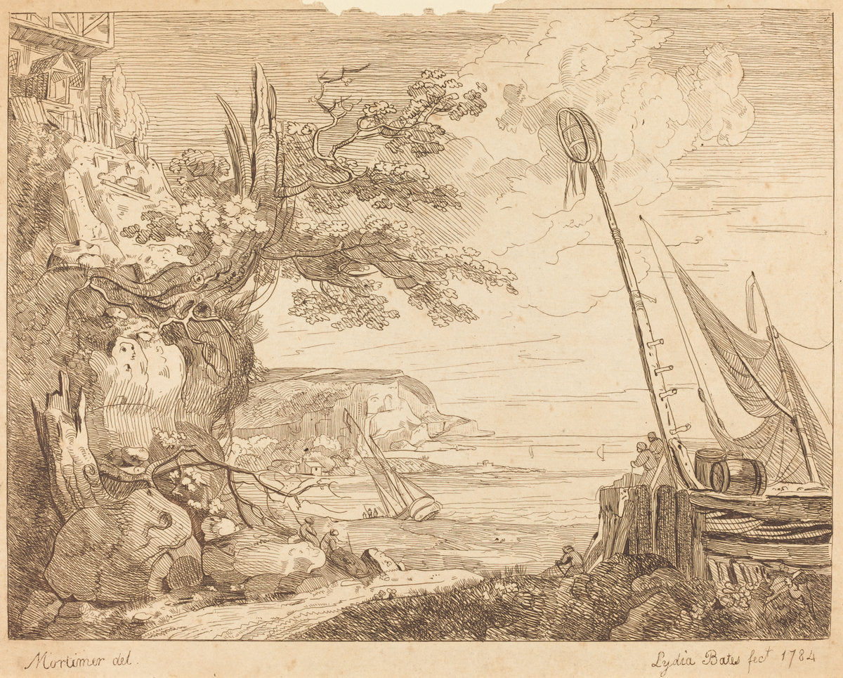 Coast Scene by Lydia Bates (British, active 1784), 16X12"(A3)Poster Print