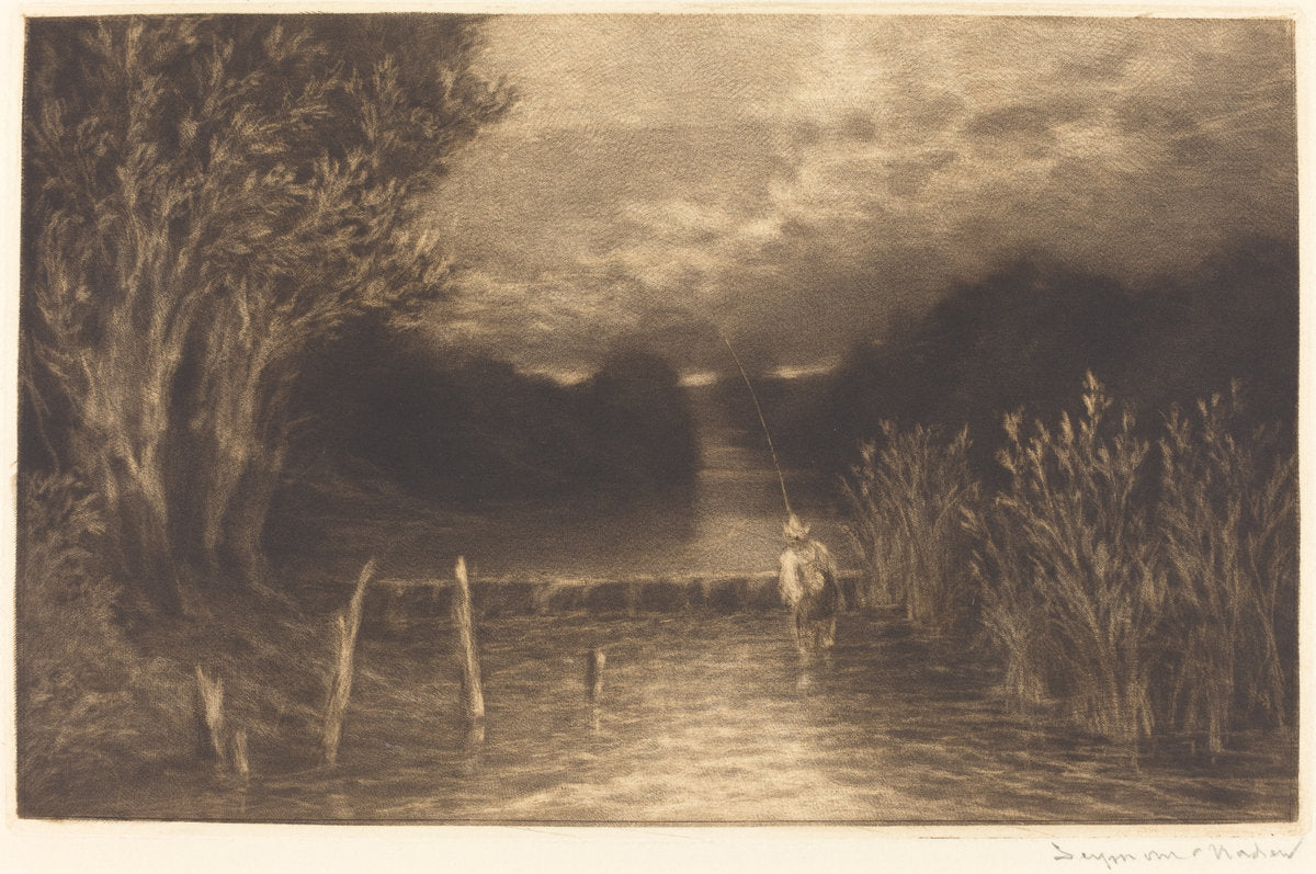 Grayling Fishing by Francis Seymour Haden (British, 1818 - 1910), 16X12"(A3)Poster Print