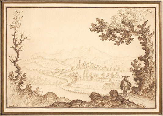 A Landscape Near Pecchio by Remigio Cantagallina (Italian, 1582/1583 - 1656), 16X12"(A3)Poster Print