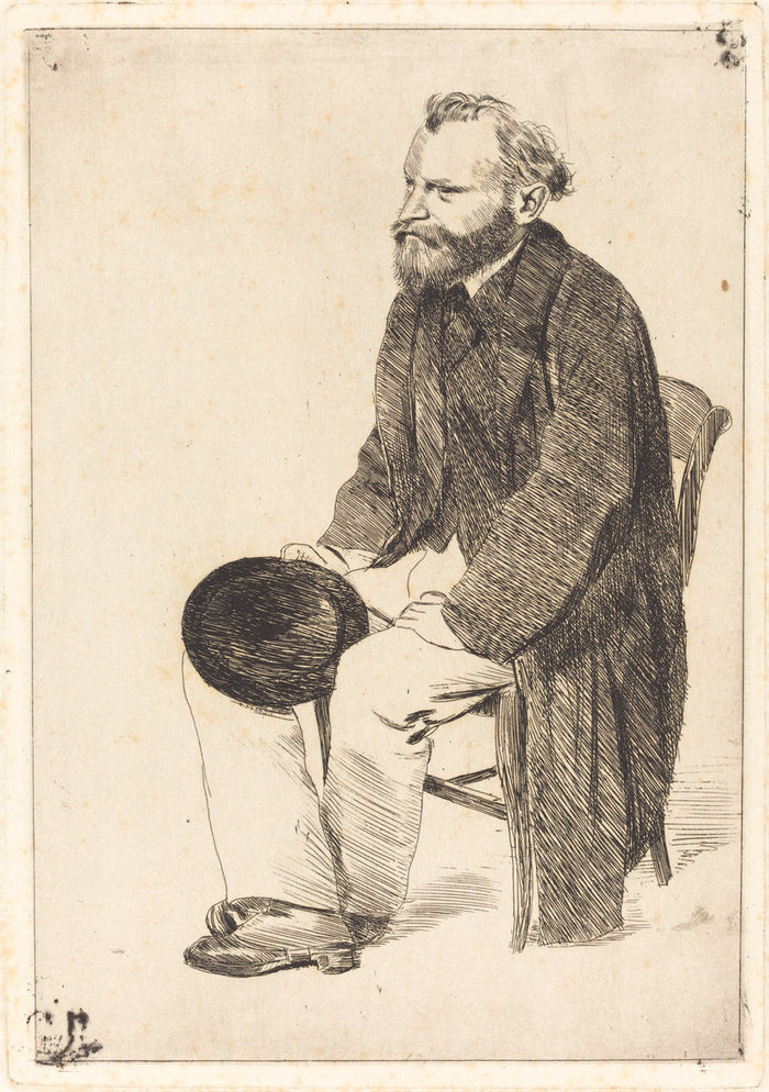 Manet Seated, Turned to the Left (Manet assis, tourné à gauche) by Edgar Degas (French, 1834 - 1917), 16X12