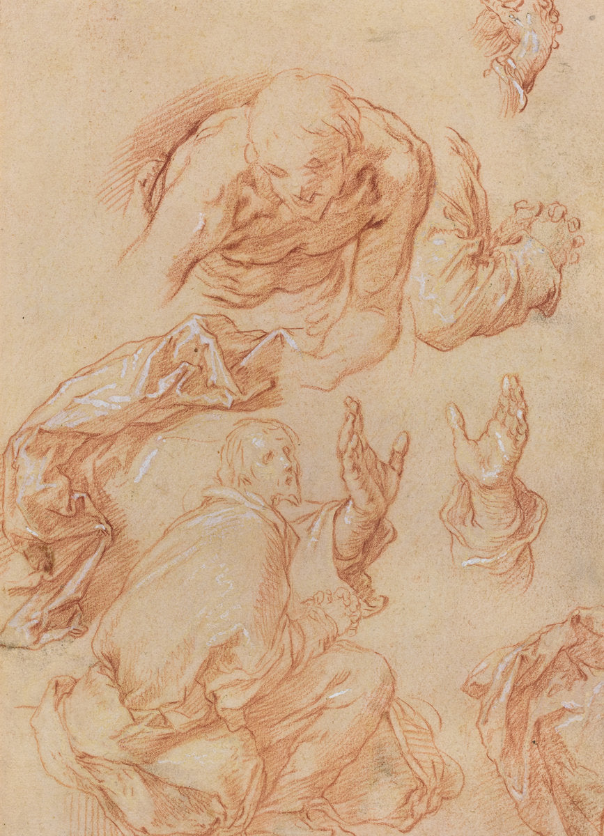 Studies of Hands and Bending Figures [verso] by Abraham Bloemaert (Dutch, 1566 - 1651), 16X12"(A3)Poster Print