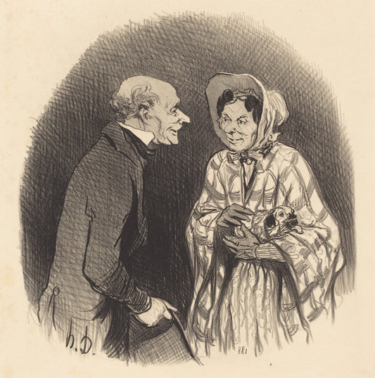 Une Nouvelle connaissance by Honoré Daumier (French, 1808 - 1879), 16X12"(A3)Poster Print
