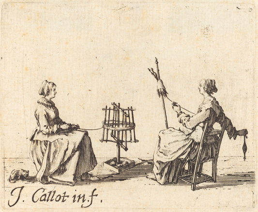 The Winder and the Spinner by Jacques Callot (French, 1592 - 1635), 16X12"(A3)Poster Print