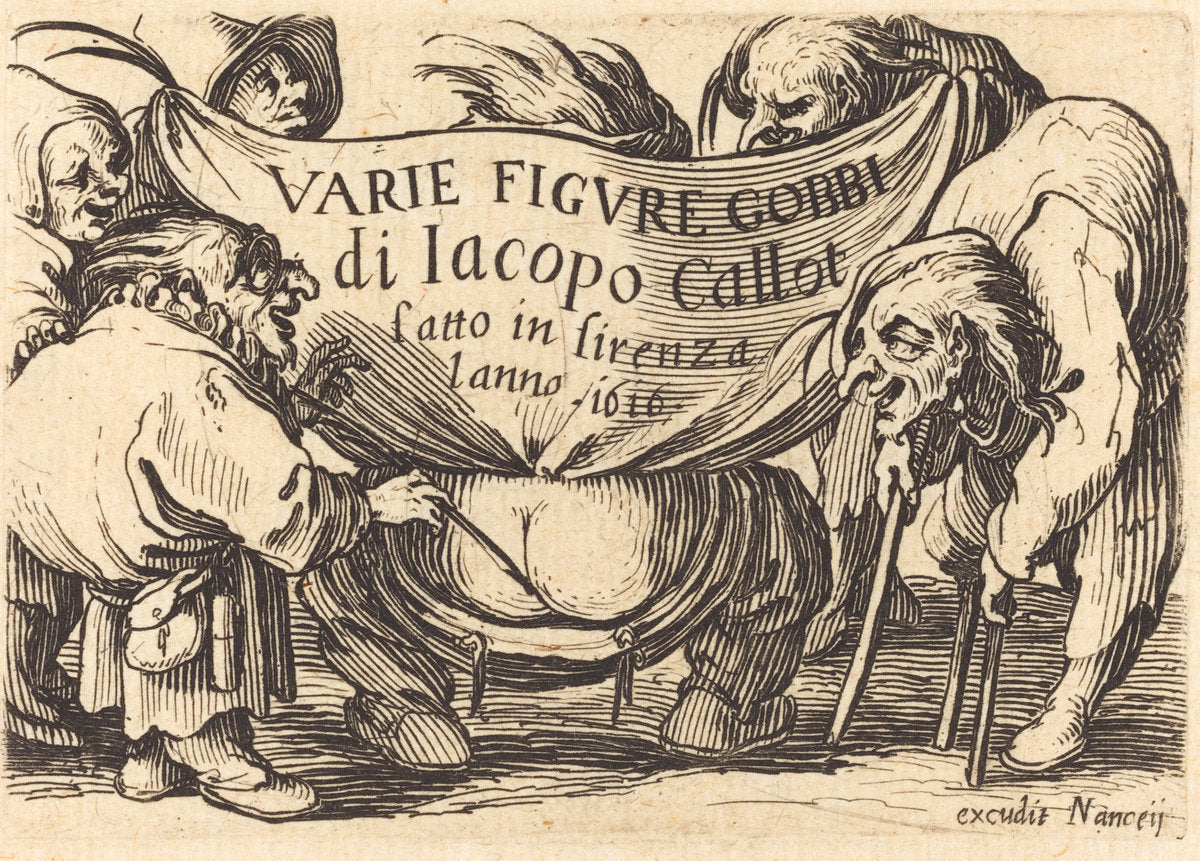Frontispiece for "Varie Figure Gobbi" by Jacques Callot (French, 1592 - 1635), 16X12"(A3)Poster Print