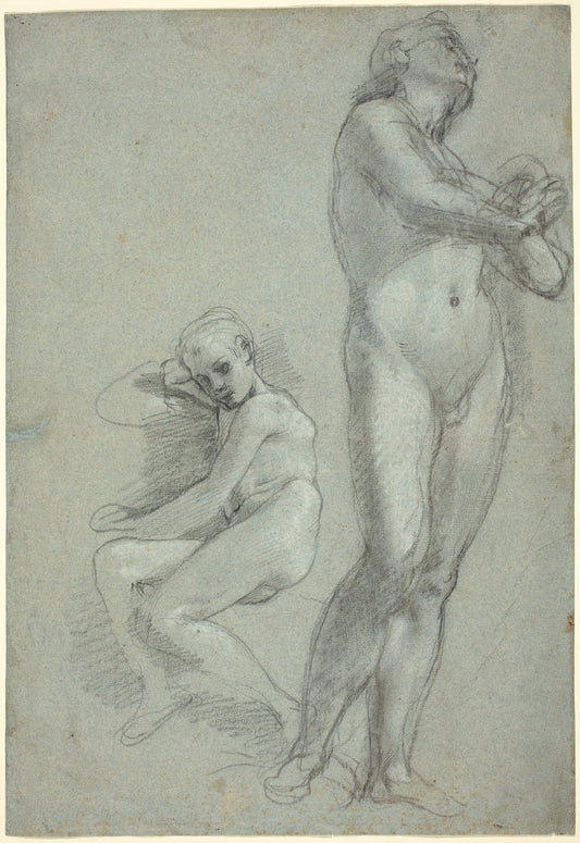 Two Nude Youths [recto] by Federico Barocci (Italian, probably 1535 - 1612), 16X12"(A3)Poster Print