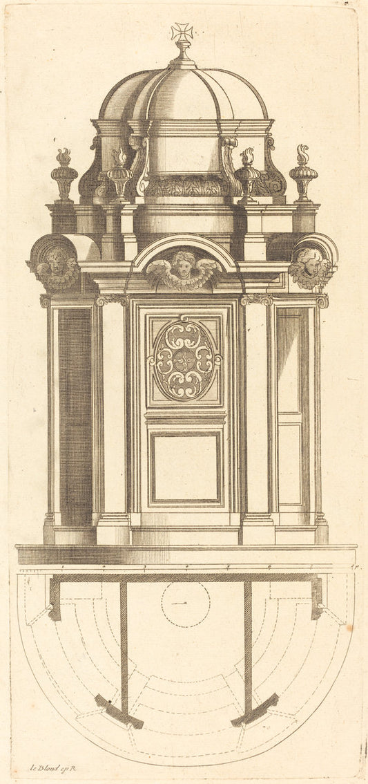 Plan et elevation des plus beaux confessionnaux de Paris, tres fidelemant mesure by Jean Le Blond (French, c. 1635 - 1709), 16X12"(A3)Poster Print