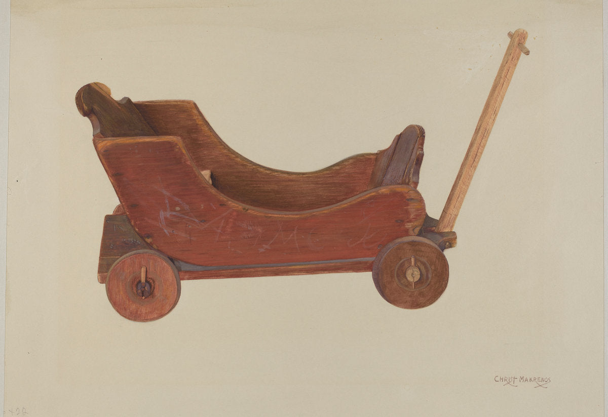 Doll Cart by Chris Makrenos (American, active c. 1935), 16X12"(A3)Poster Print