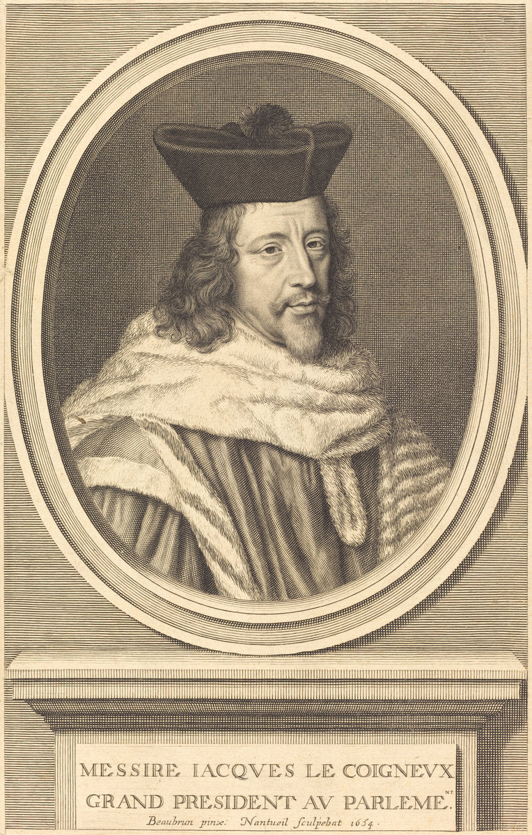 Jacques Le Coigneux by Robert Nanteuil after Henri Beaubrun (French, 1623 - 1678), 16X12"(A3)Poster Print