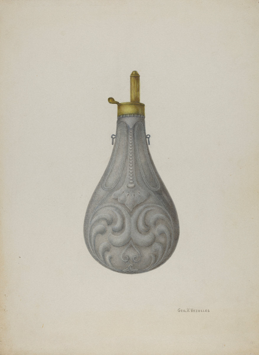 Pewter Powder Flask by George V. Vezolles (American, 1885 - 1956), 16X12"(A3)Poster Print