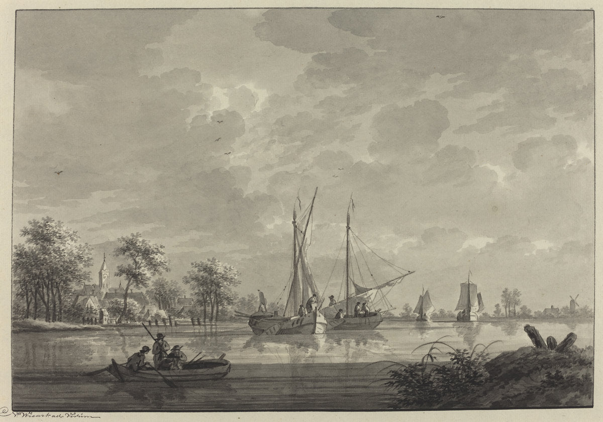 Tull on the River Waal by Nicolaas Wicart (Dutch, 1748 - 1815), 16X12"(A3)Poster Print