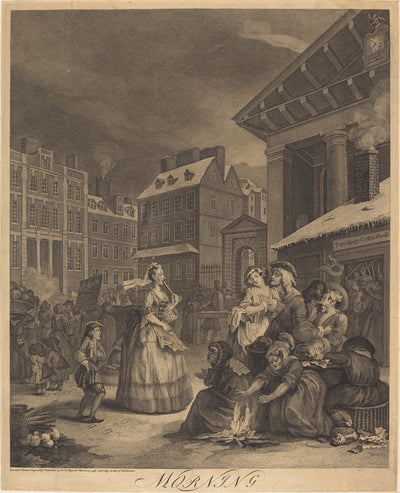 Morning by William Hogarth (English, 1697 - 1764), 16X12"(A3)Poster Print