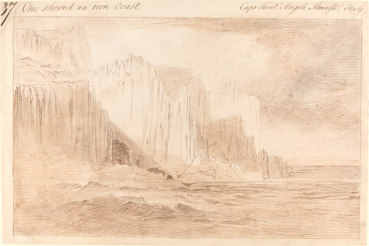 Capo Sant'Angelo, Amalfi by Edward Lear (British, 1812 - 1888), 16X12"(A3)Poster Print