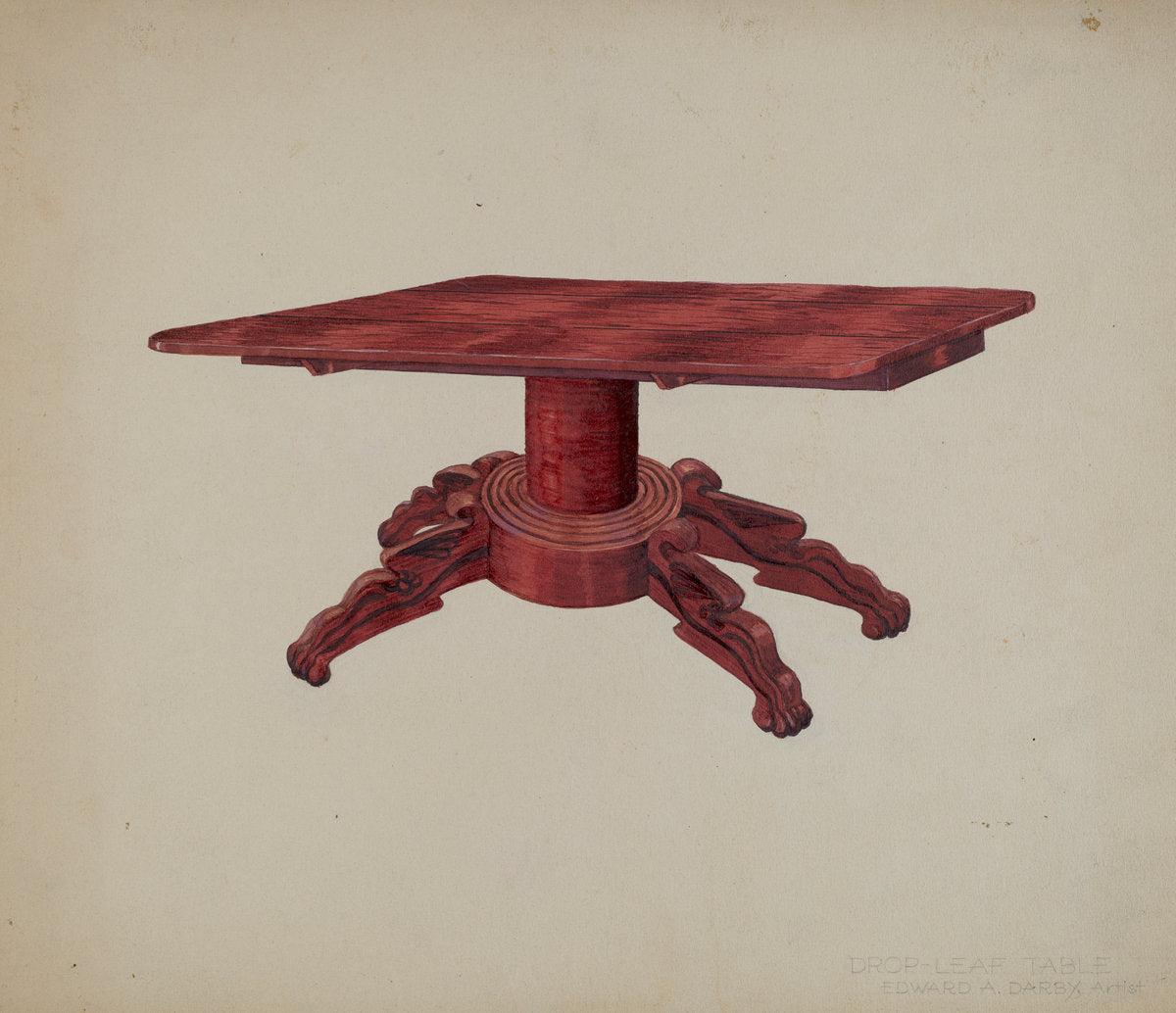 Drop-leaf Table by Edward A. Darby (American, active c. 1935), 16X12"(A3)Poster Print