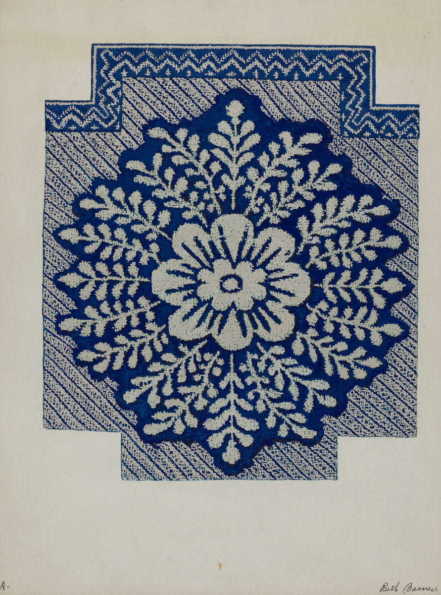 Coverlet by Ruth M. Barnes (American, active c. 1935), 16X12"(A3)Poster Print
