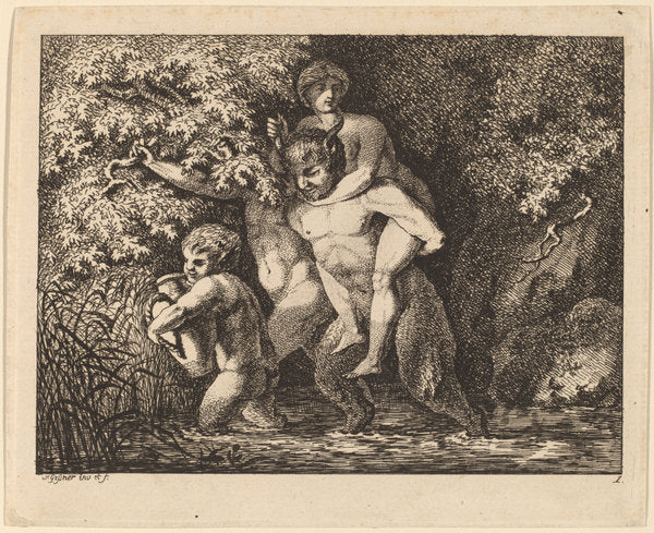 Satyr Carrying a Nymph by Salomon Gessner (Swiss, 1730 - 1788), 16X12"(A3)Poster Print