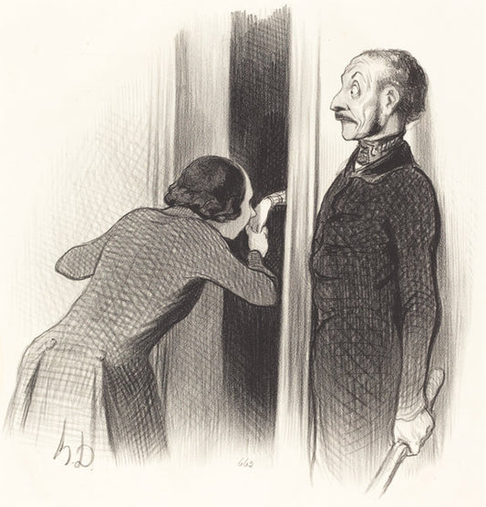 Un Amant trop heureux by Honoré Daumier (French, 1808 - 1879), 16X12"(A3)Poster Print