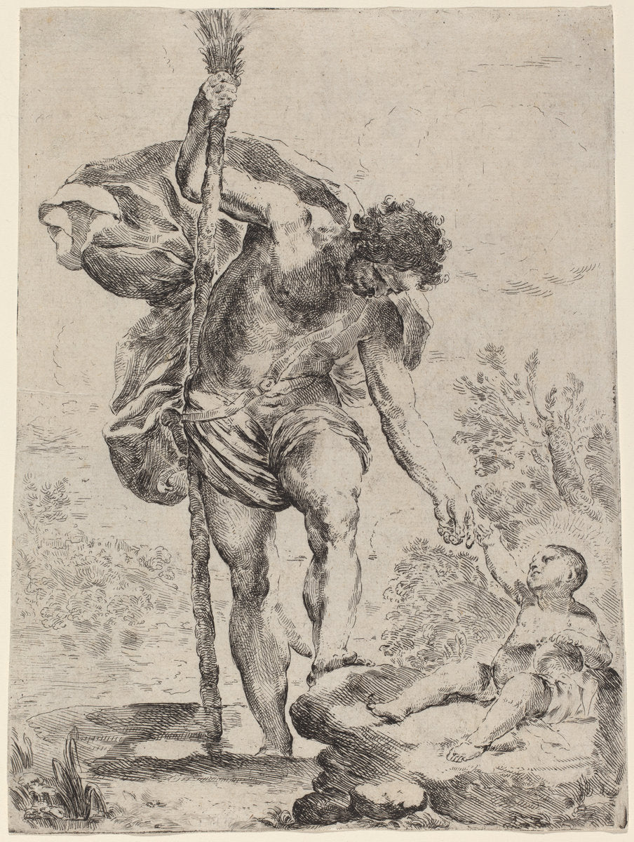 Saint Christopher Giving His Hand to the Infant Jesus by Francesco Amato (Italian, active 1650), 16X12"(A3)Poster Print
