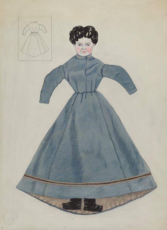 Doll and Dress by Mary E. Humes (American, active c. 1935), 16X12"(A3)Poster Print