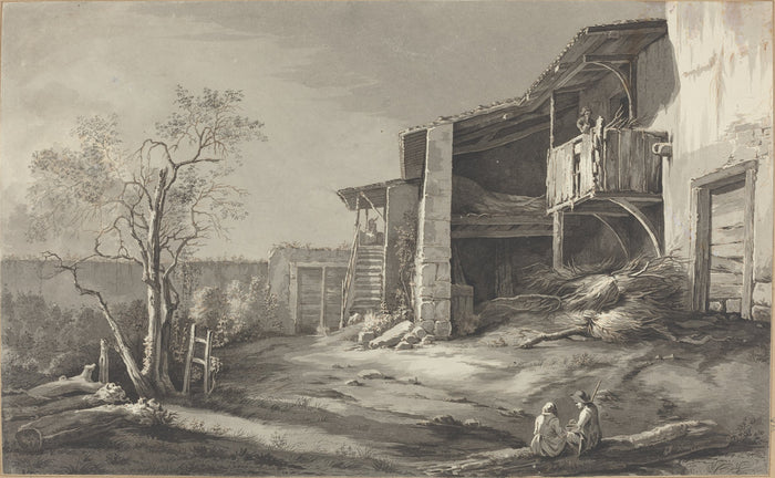 A Farmyard by Jean-Jacques de Boissieu (French, 1736 - 1810), 16X12