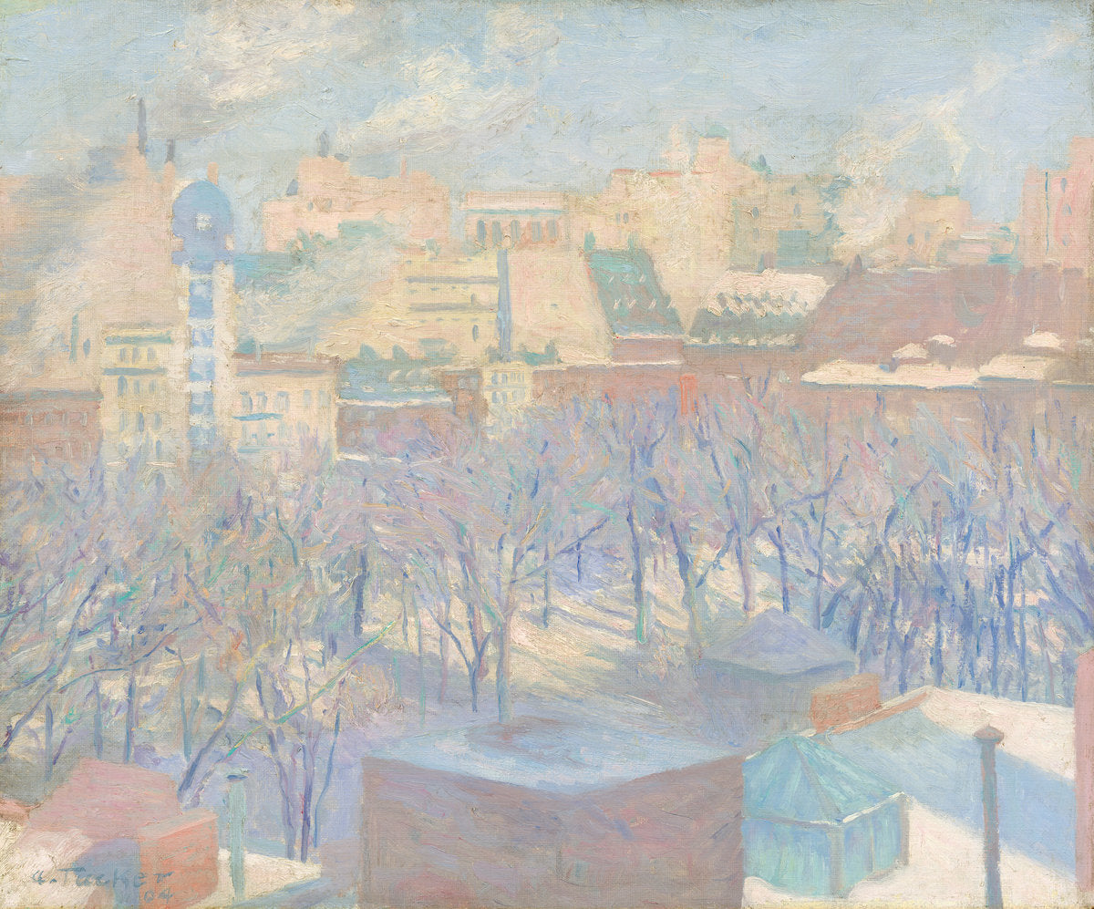 Madison Square, Snow by Allen Tucker (American, 1866 - 1939), 16X12"(A3)Poster Print