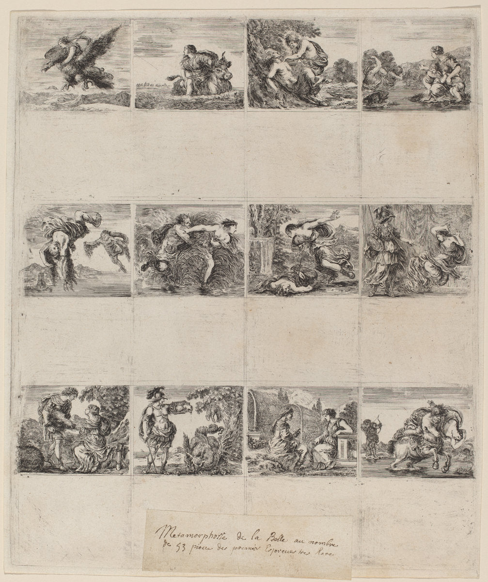 Mythological Playing Cards by Stefano Della Bella (Italian, 1610 - 1664), 16X12"(A3)Poster Print