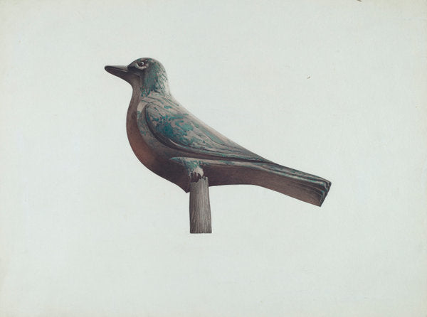 Carved Bird, Garden Decoration by Robert Pohle (American, active c. 1935), 16X12"(A3)Poster Print