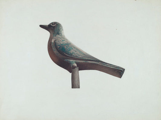 Carved Bird, Garden Decoration by Robert Pohle (American, active c. 1935), 16X12"(A3)Poster Print