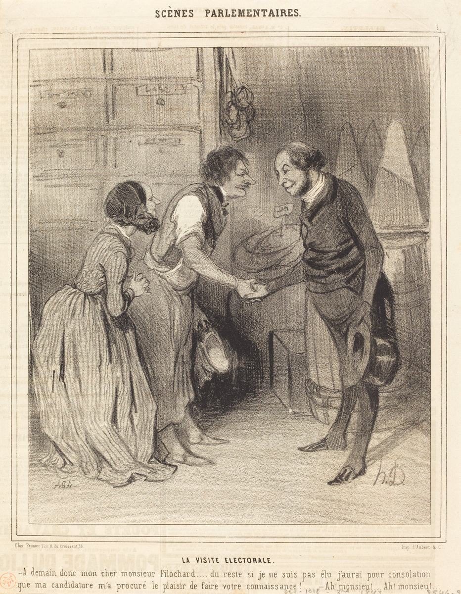 La Visite électorale by Honoré Daumier (French, 1808 - 1879), 16X12"(A3)Poster Print