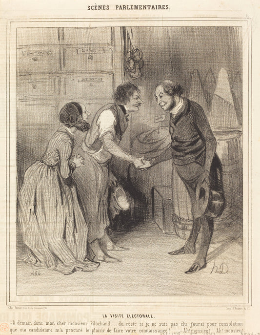 La Visite électorale by Honoré Daumier (French, 1808 - 1879), 16X12"(A3)Poster Print