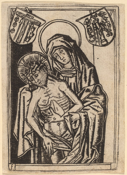 The Virgin Supporting the Body of Christ by Master F (Flemish, active 15th century), 16X12"(A3)Poster Print