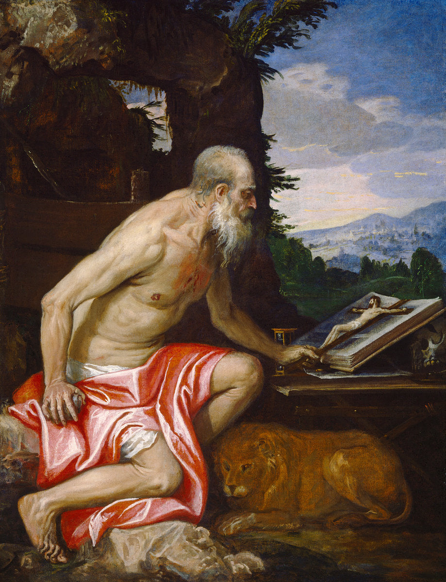 Saint Jerome in the Wilderness by Veronese (Italian, 1528 - 1588), 16X12"(A3)Poster Print
