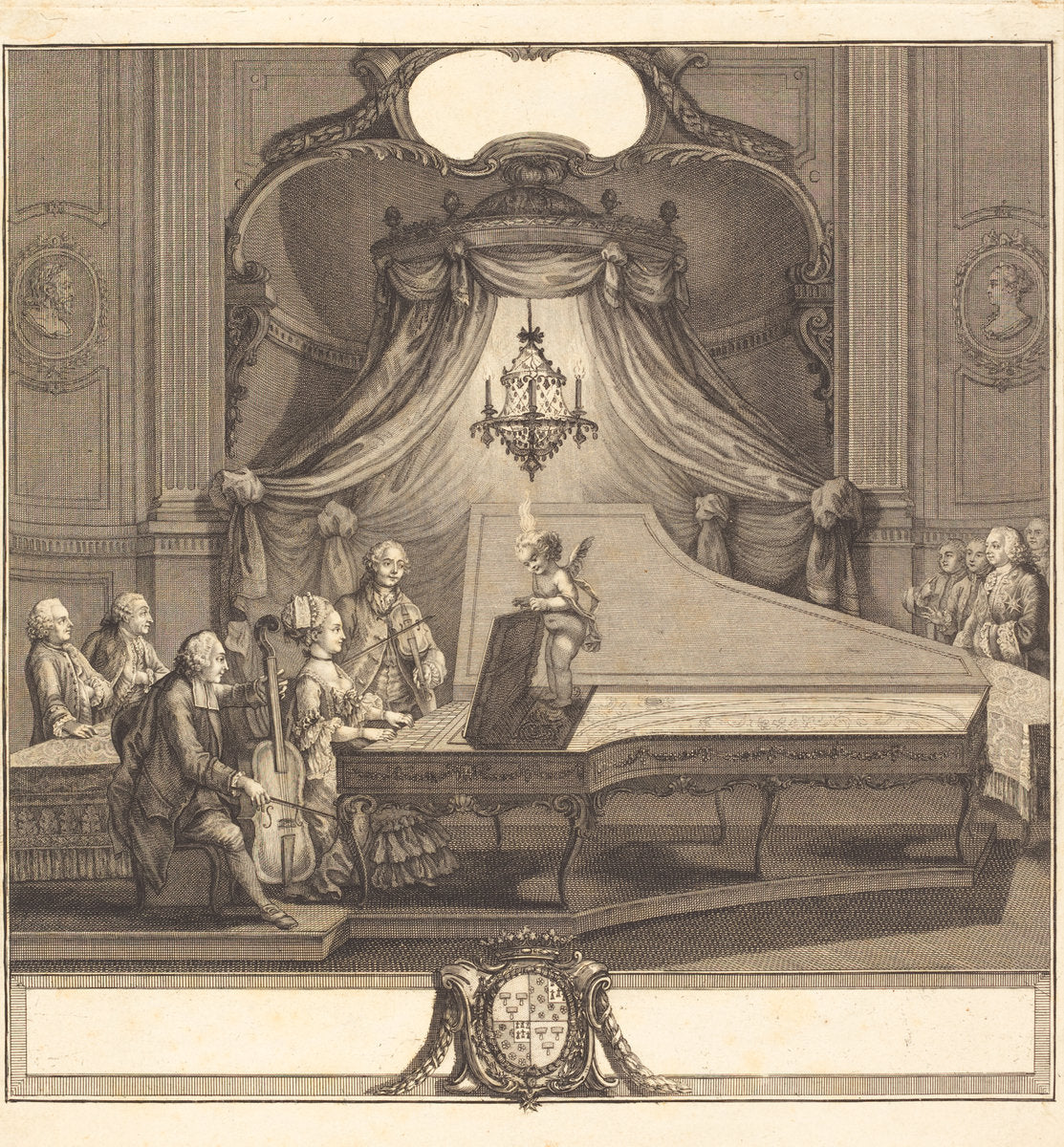 Le concert mecanique by Joseph de Longueil after Charles Eisen (French, 1730 - 1792), 16X12"(A3)Poster Print
