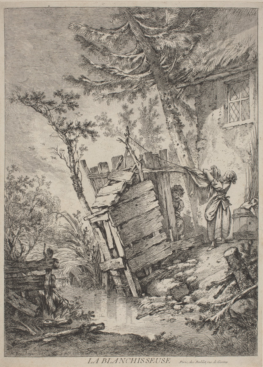 La Blanchisseuse by François Boucher (French, 1703 - 1770), 16X12"(A3)Poster Print