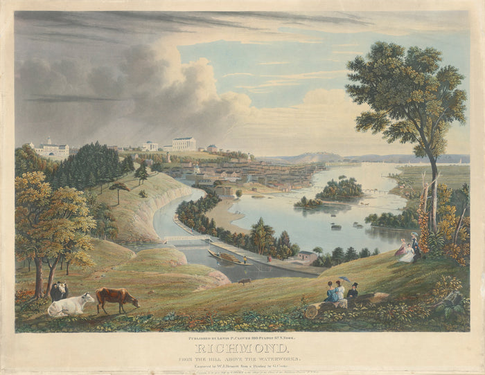 Richmond: From the Hill above the Waterworks by William James Bennett after George Cooke (American, born England, 1787 - 1844), 16X12