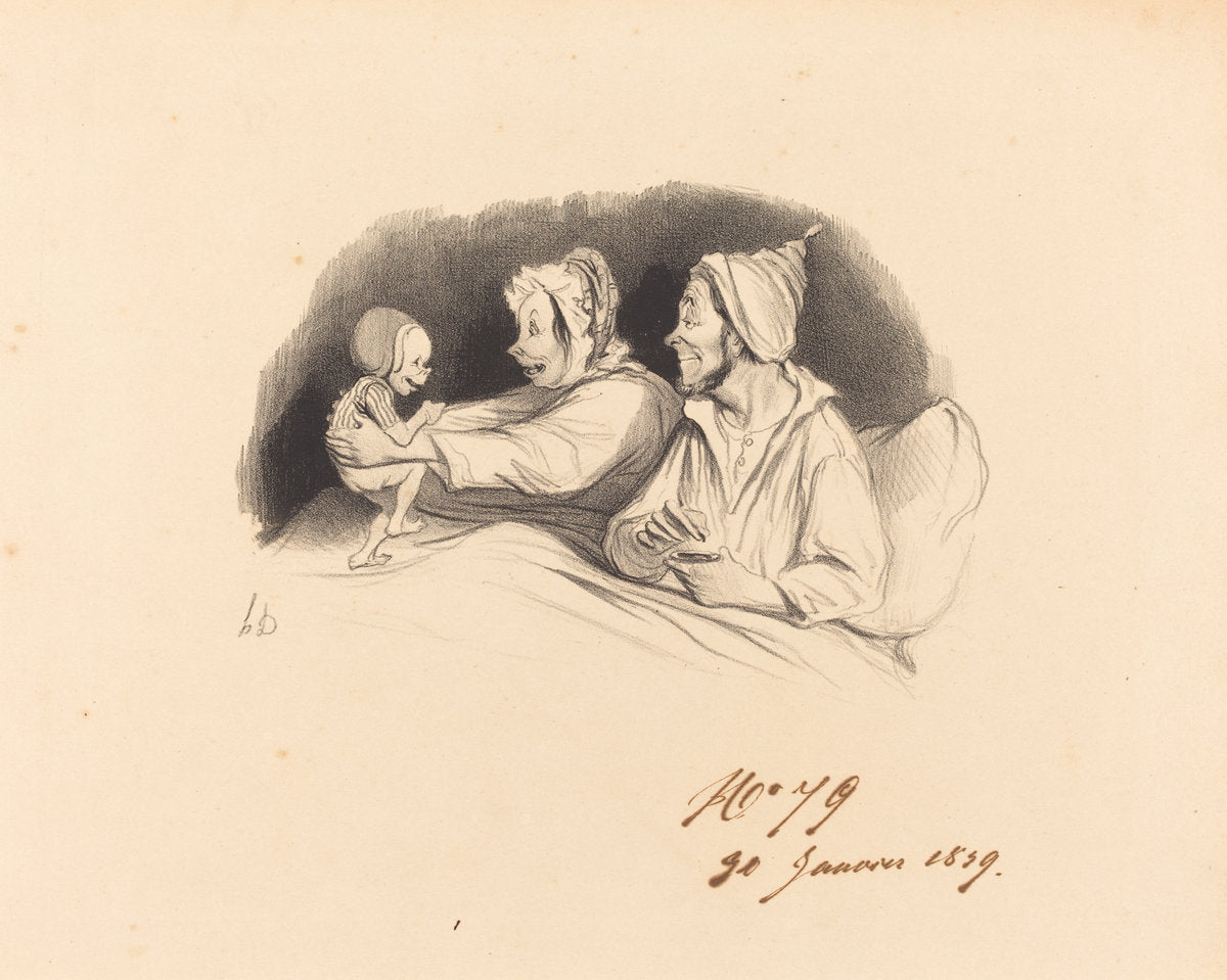 L'Éducation au biberon by Honoré Daumier (French, 1808 - 1879), 16X12"(A3)Poster Print