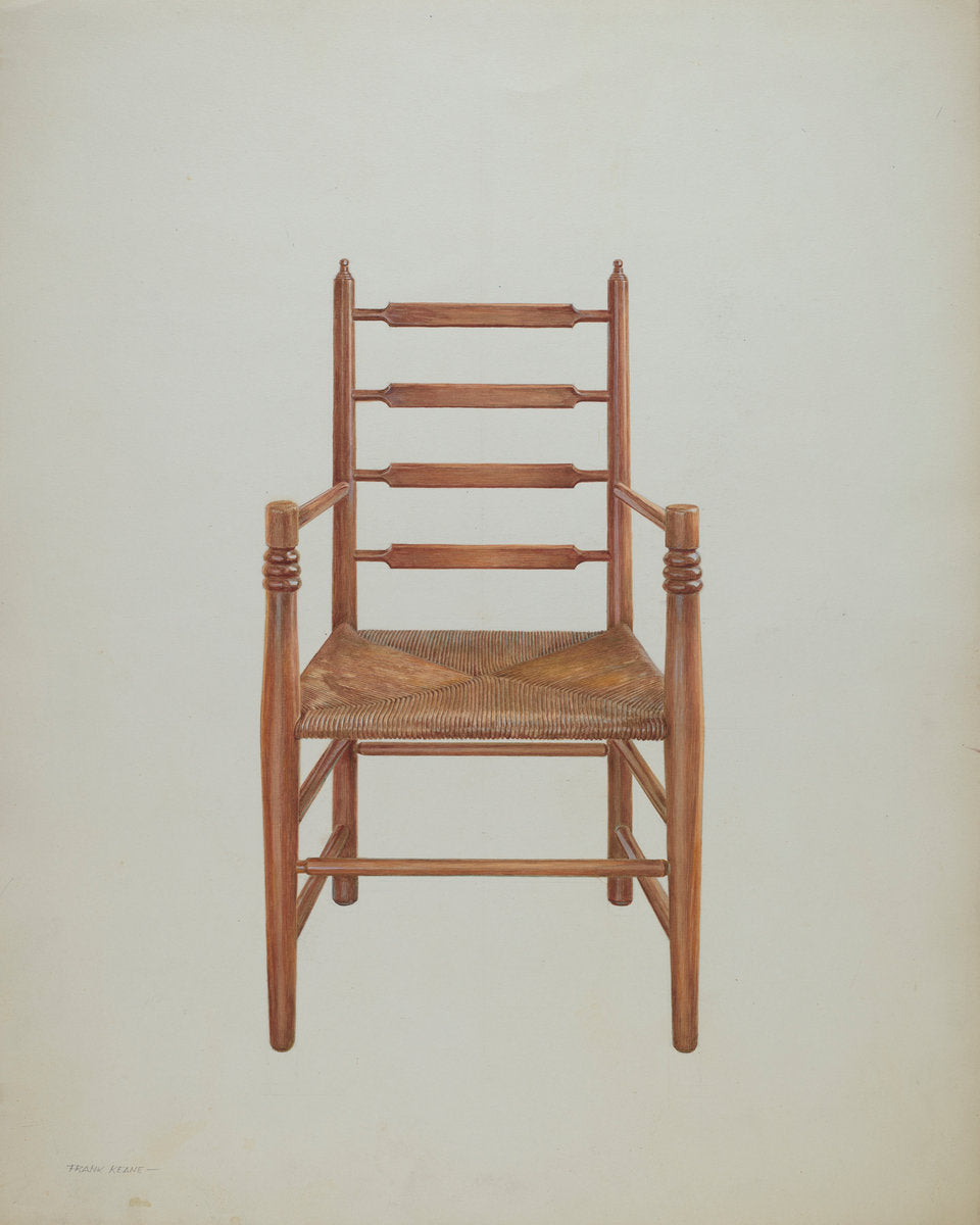 Chair, Pine with Rush Seat by Frank M Keane (American, active c. 1935), 16X12"(A3)Poster Print