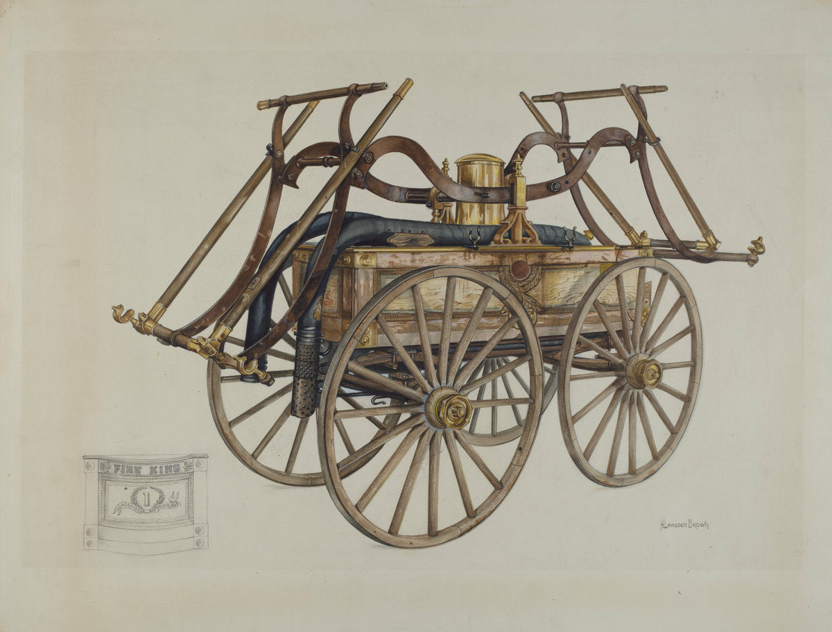 Fire Engine by H. Langden Brown (American, active c. 1935), 16X12"(A3)Poster Print