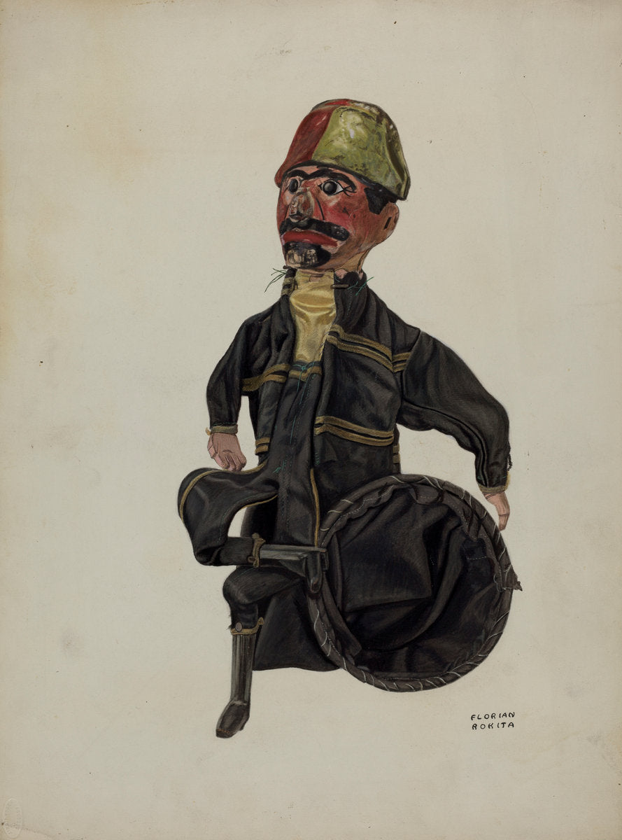 Policeman Hand Puppet by Florian Rokita (American, active c. 1935), 16X12"(A3)Poster Print