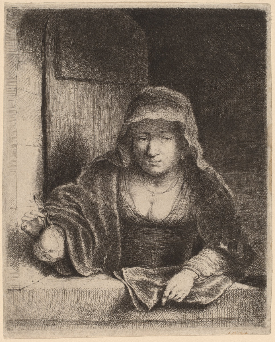 The Woman with the Pear by Ferdinand Bol (Dutch, 1616 - 1680), 16X12"(A3)Poster Print