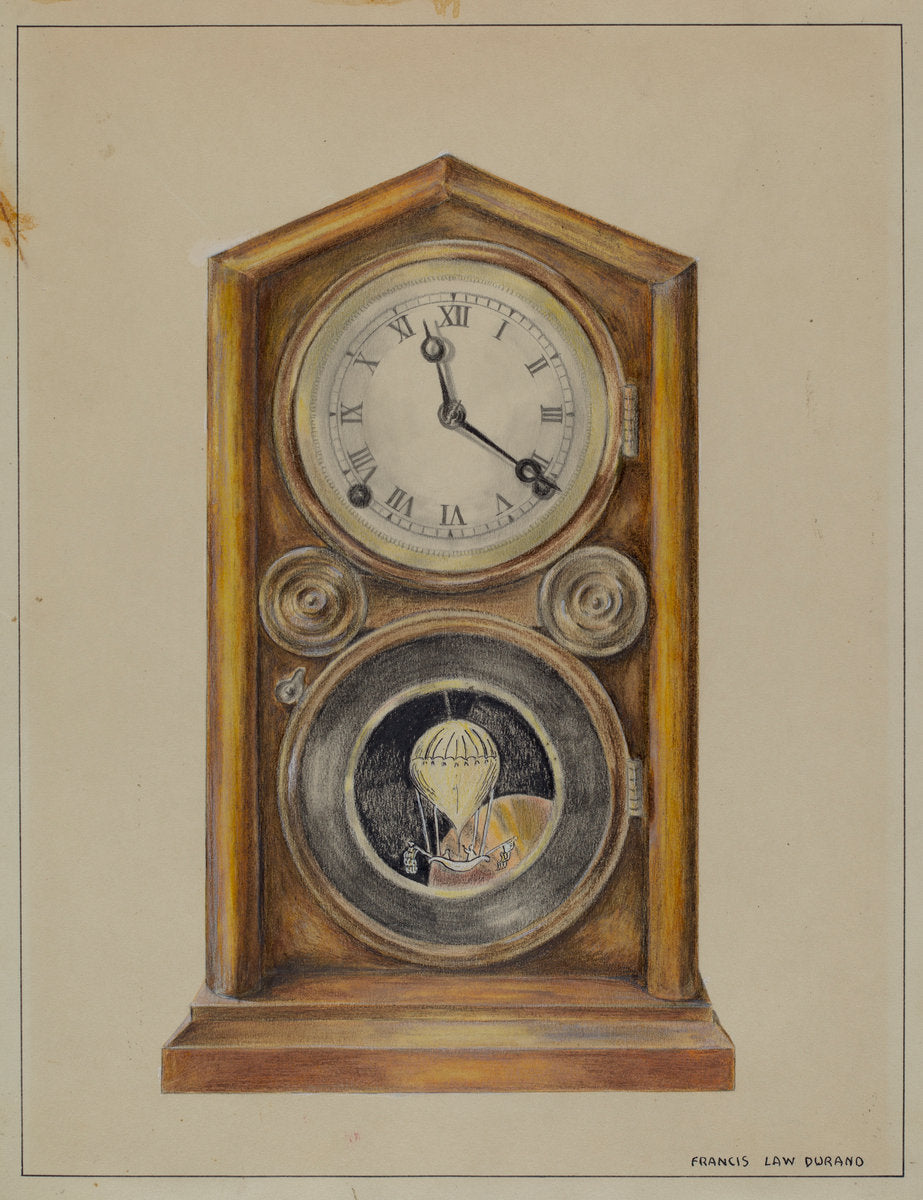 Mantel Clock by Francis Law Durand (American, active c. 1935), 16X12"(A3)Poster Print