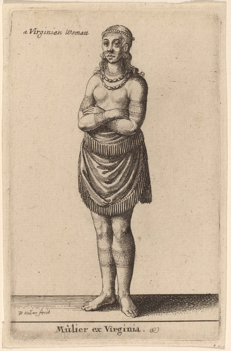 Mulier ex Virginia by Wenceslaus Hollar (Bohemian, 1607 - 1677), 16X12"(A3)Poster Print